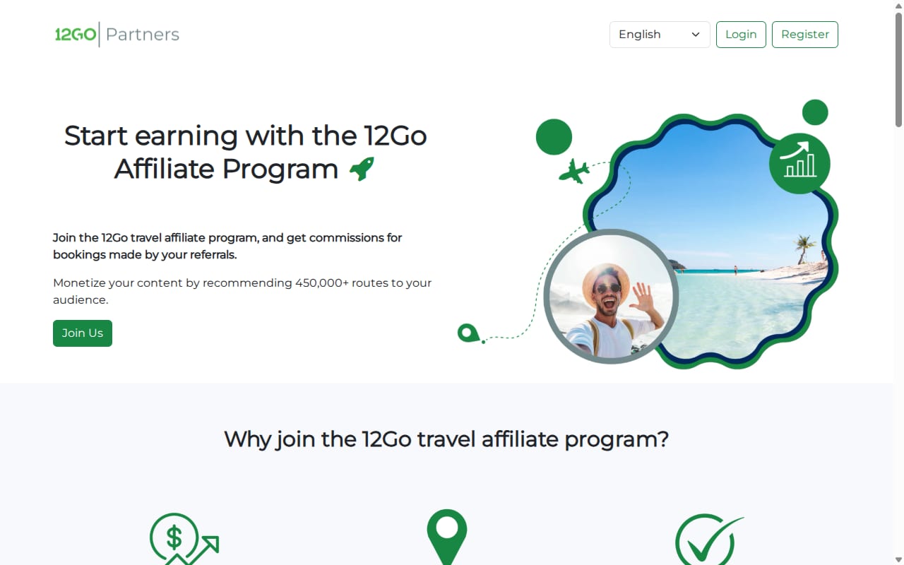 12Go Affiliate Program website screenshot