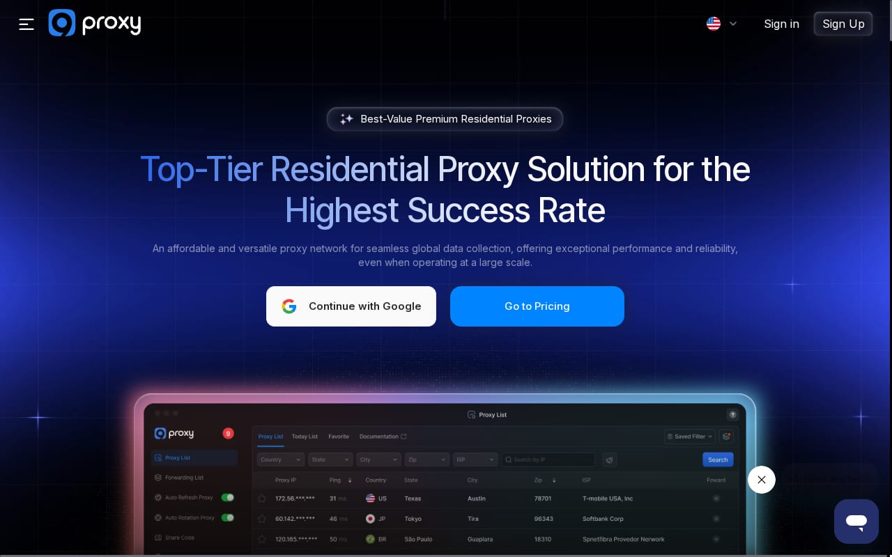 9Proxy Affiliate Program website screenshot