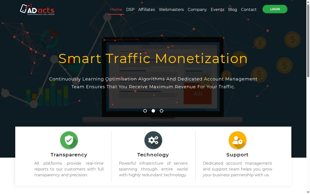 Adacts website screenshot