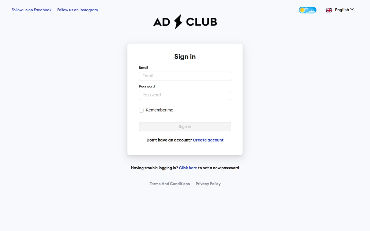 Ad Club website screenshot