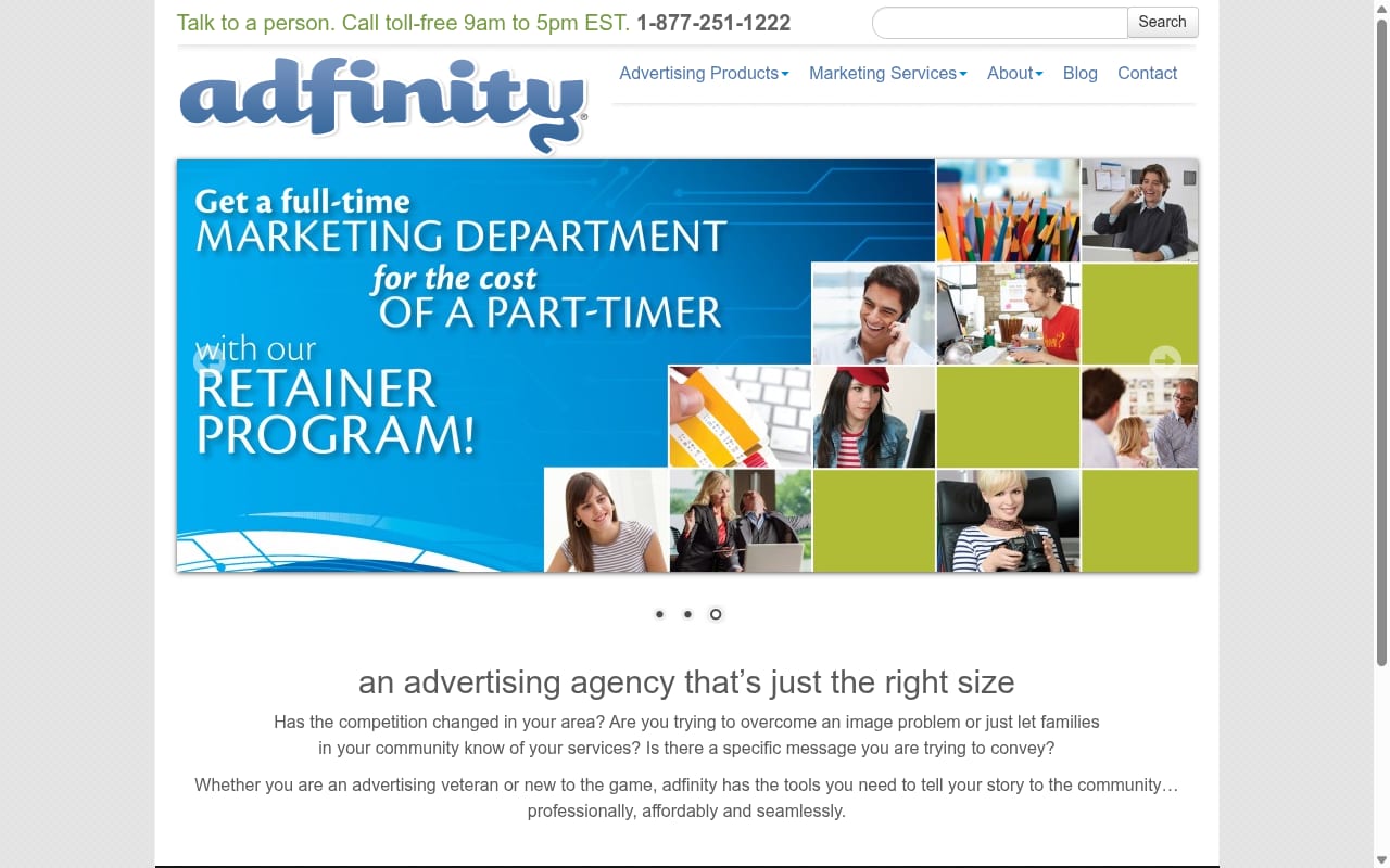 Adfinity website screenshot