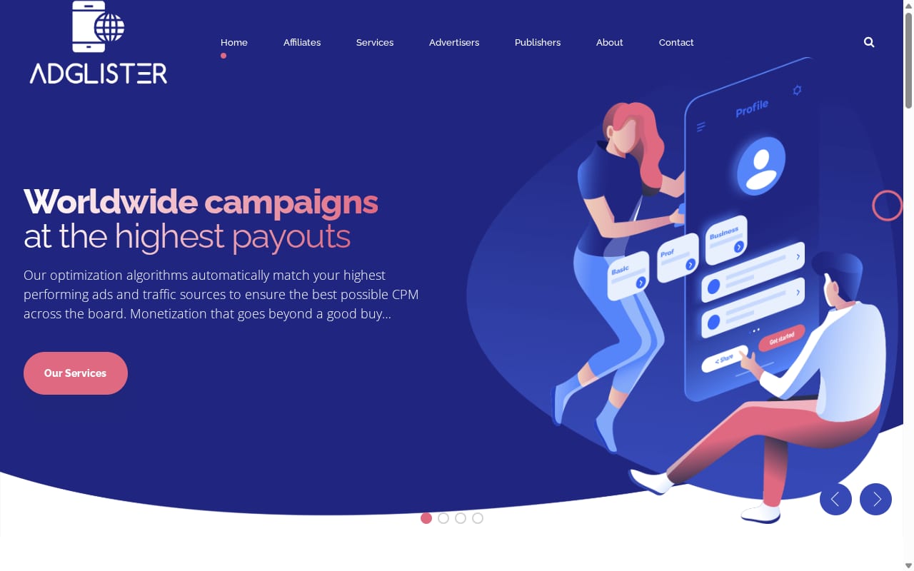 AdGlister website screenshot