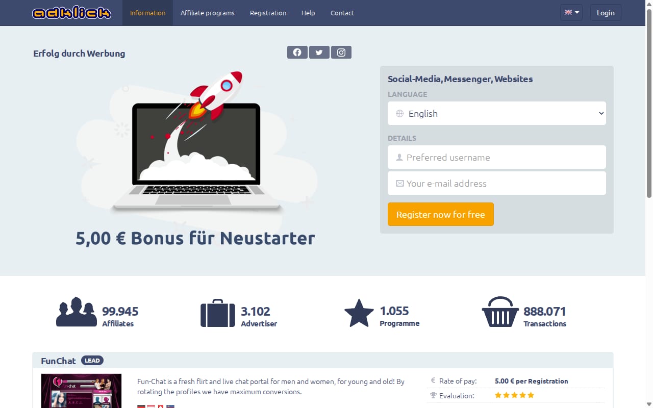 AdKlick website screenshot