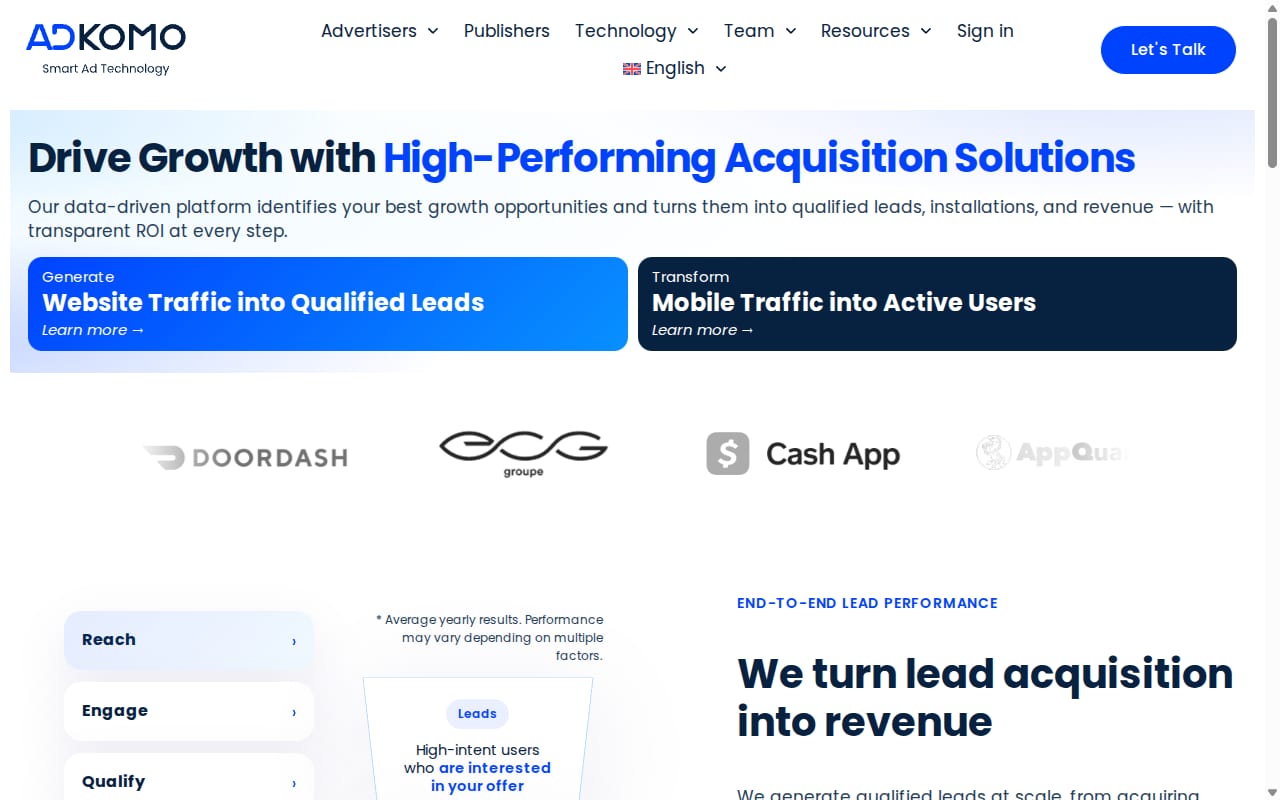 Adkomo website screenshot