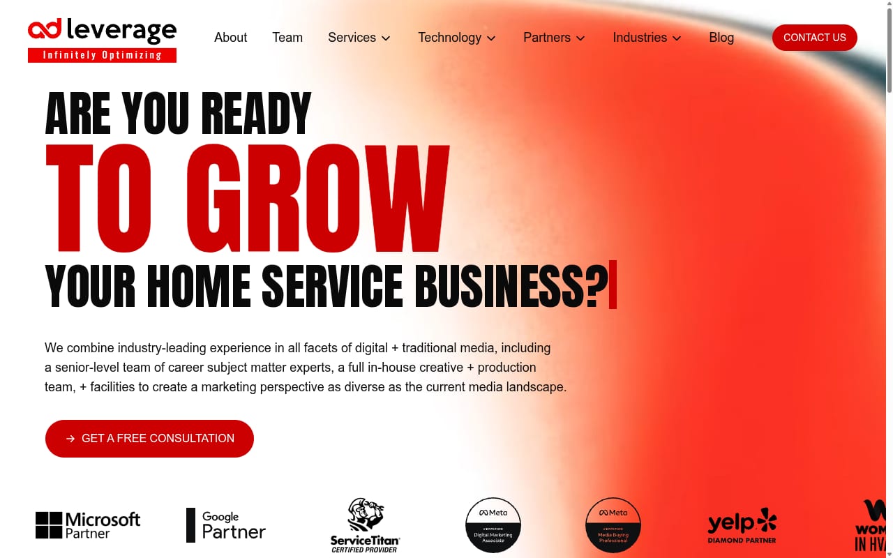 AdLeverage website screenshot