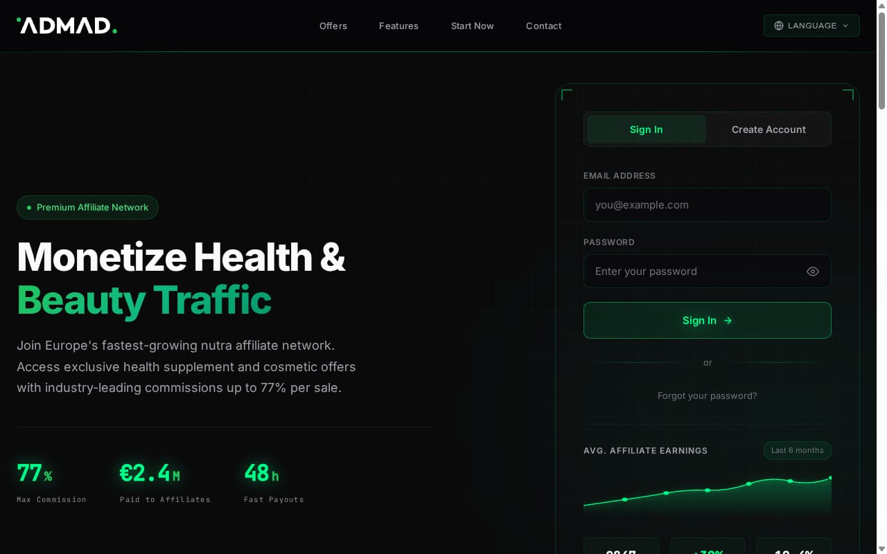 ADMAD website screenshot
