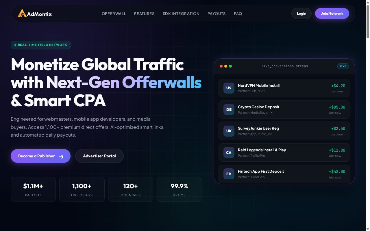 AdMontix website screenshot