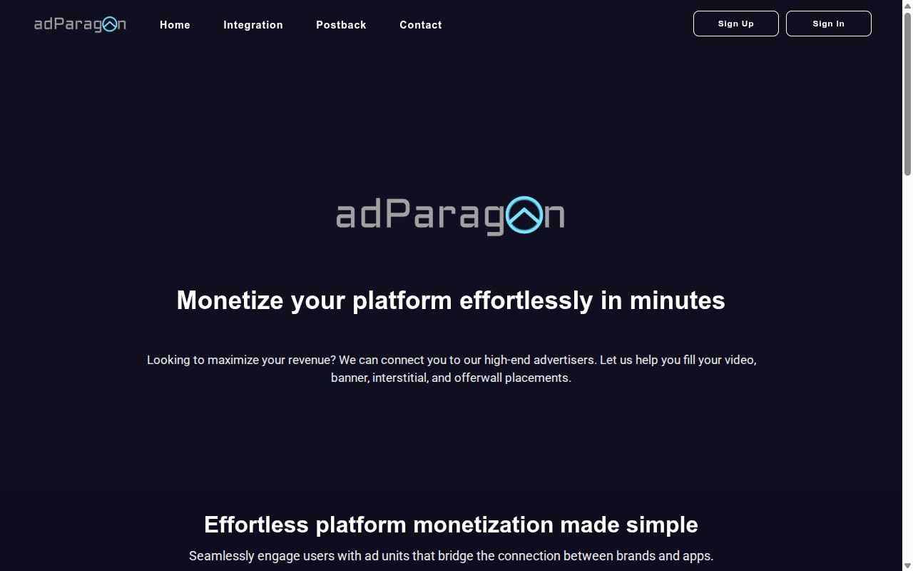 adParagon website screenshot