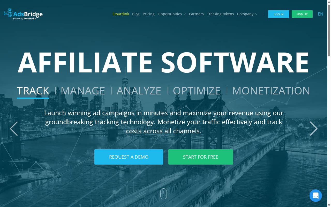 AdsBridge Smartlinks website screenshot