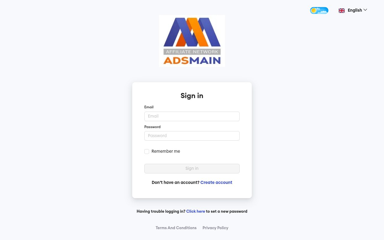 AdsMain website screenshot