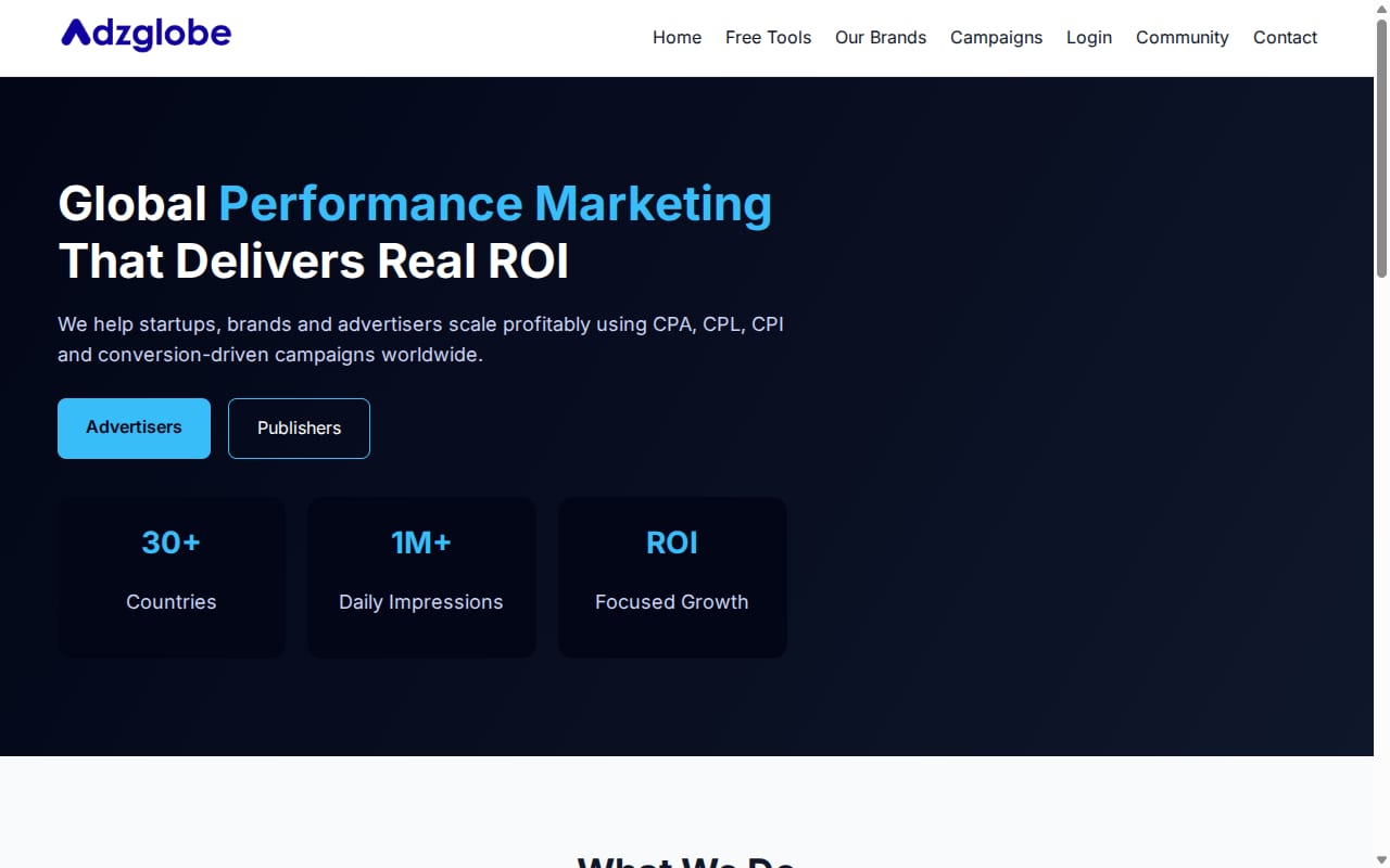 Adzglobe website screenshot