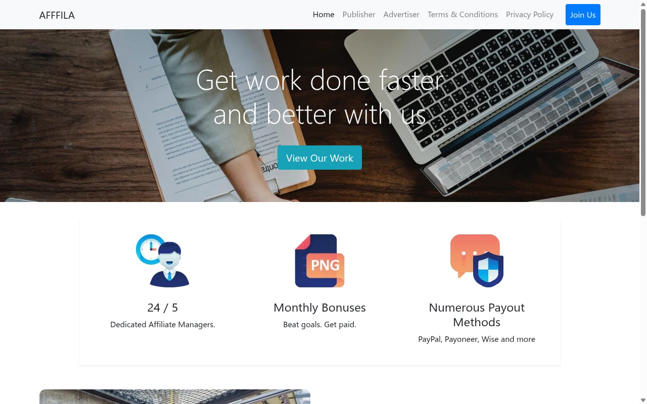 AFFFILA website screenshot