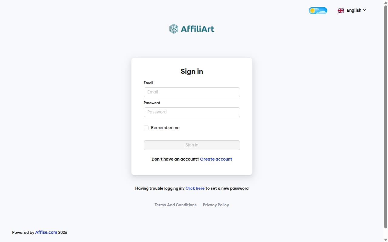 AffiliArt 網站截圖
