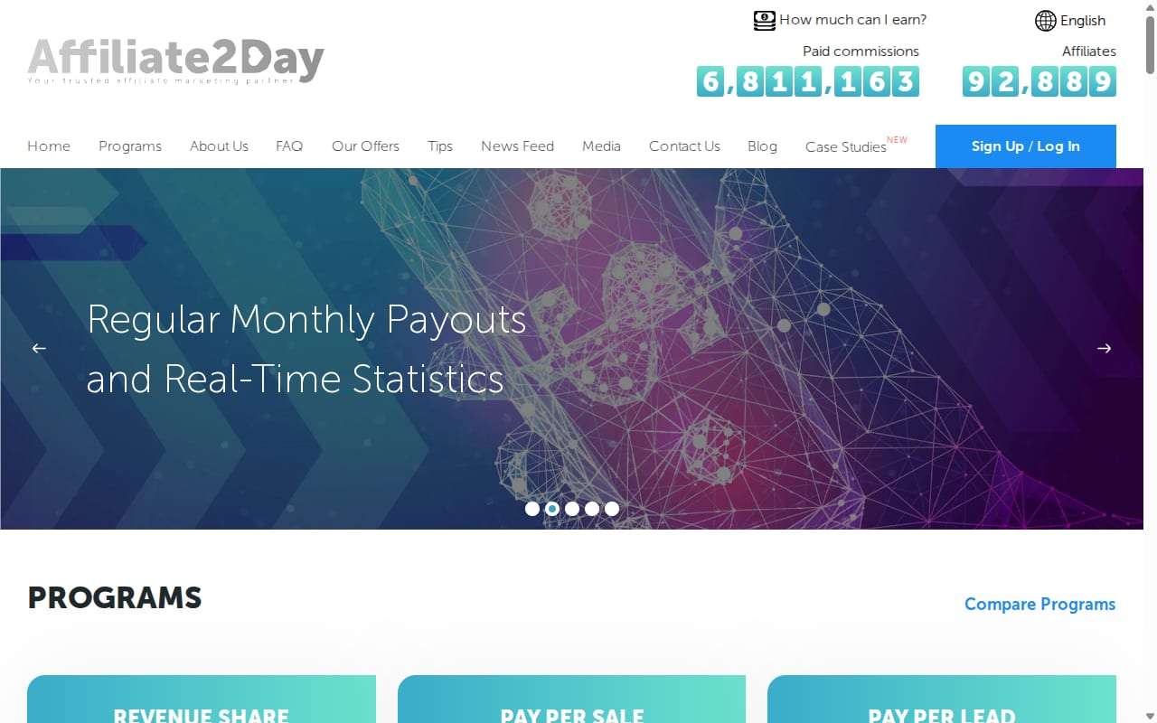 Affiliate2day website screenshot