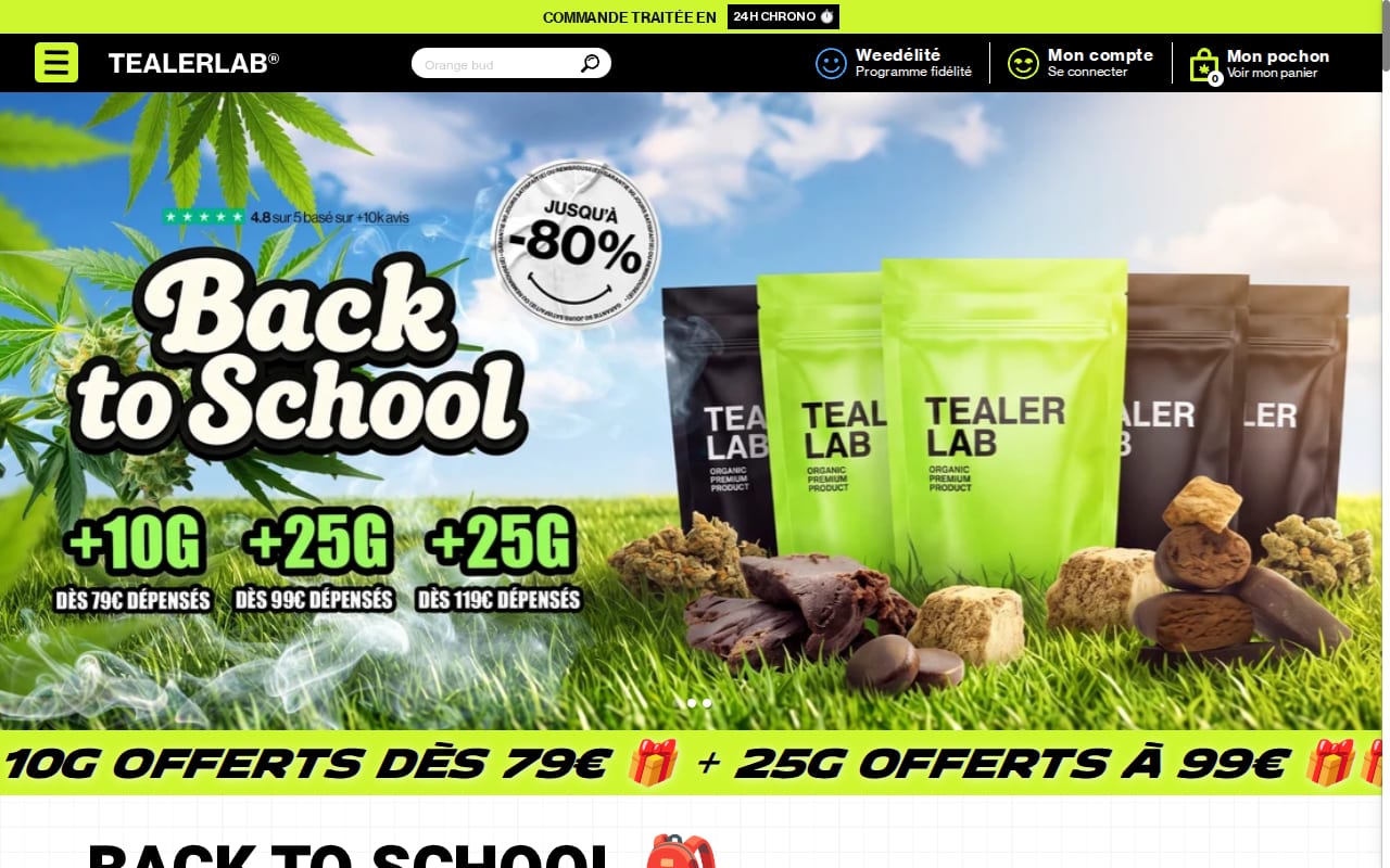 Affiliation CBD Tealerlab website screenshot