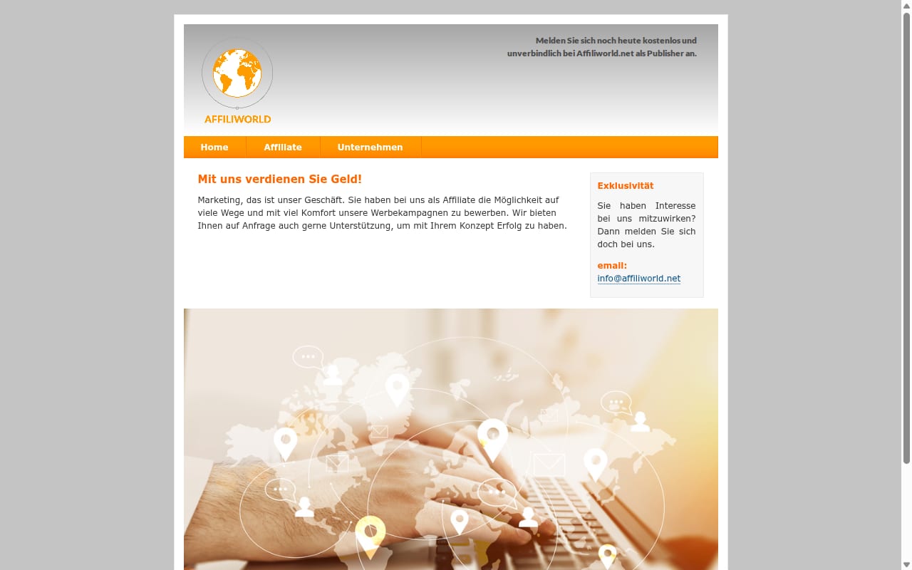 Affiliworld website screenshot