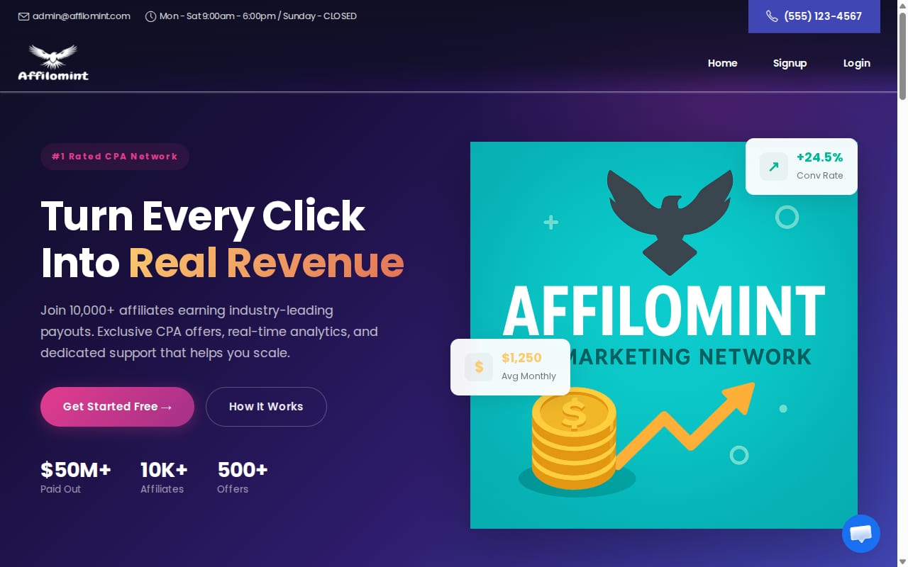 Affilomint website screenshot
