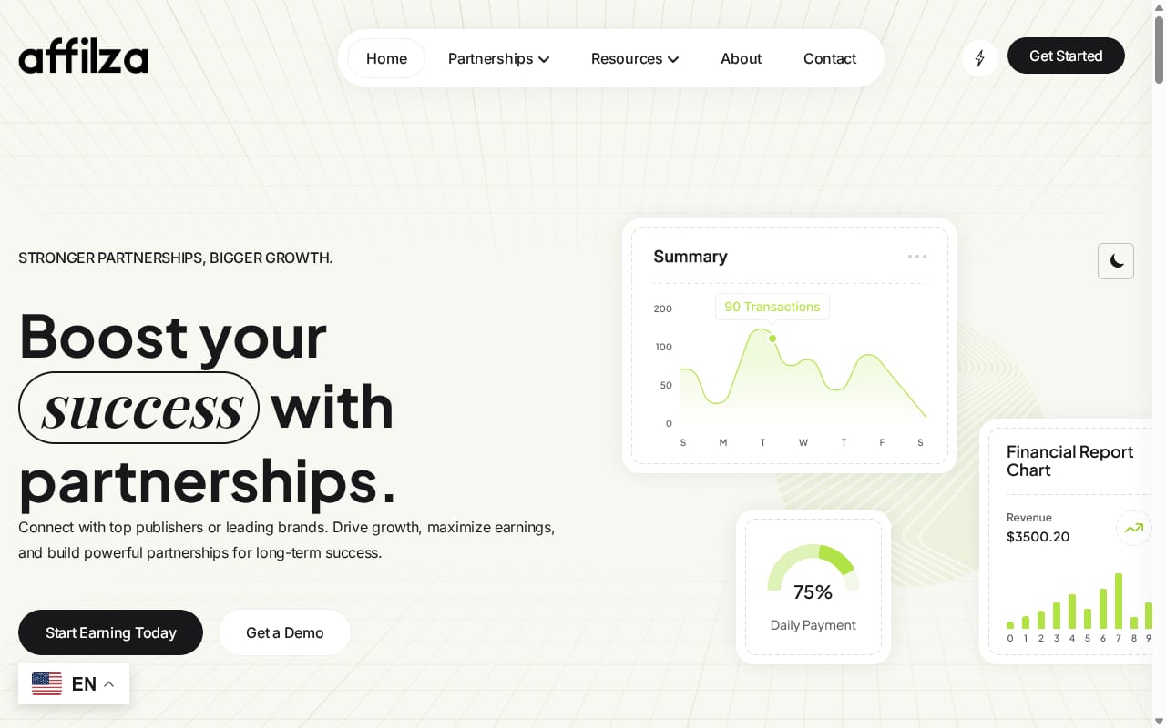 Affilza website screenshot