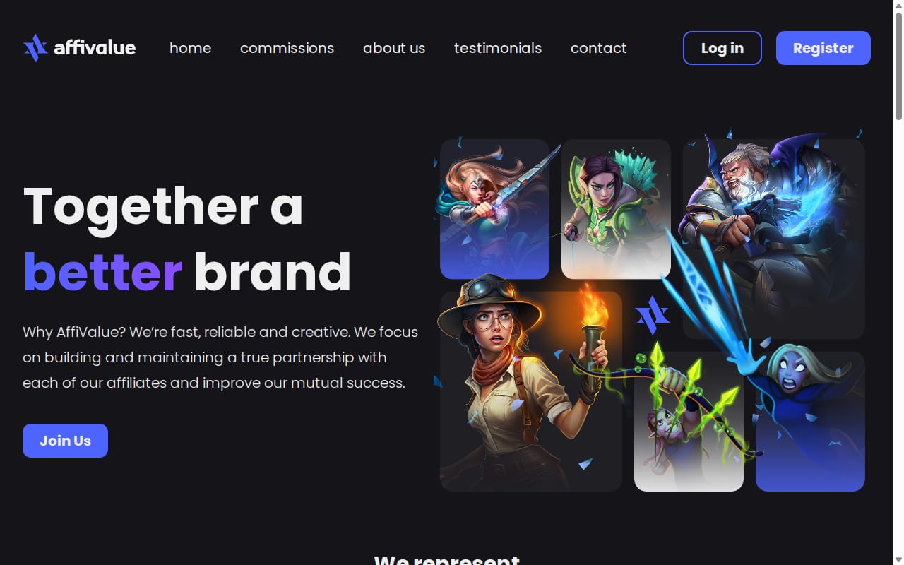 AffiValue website screenshot
