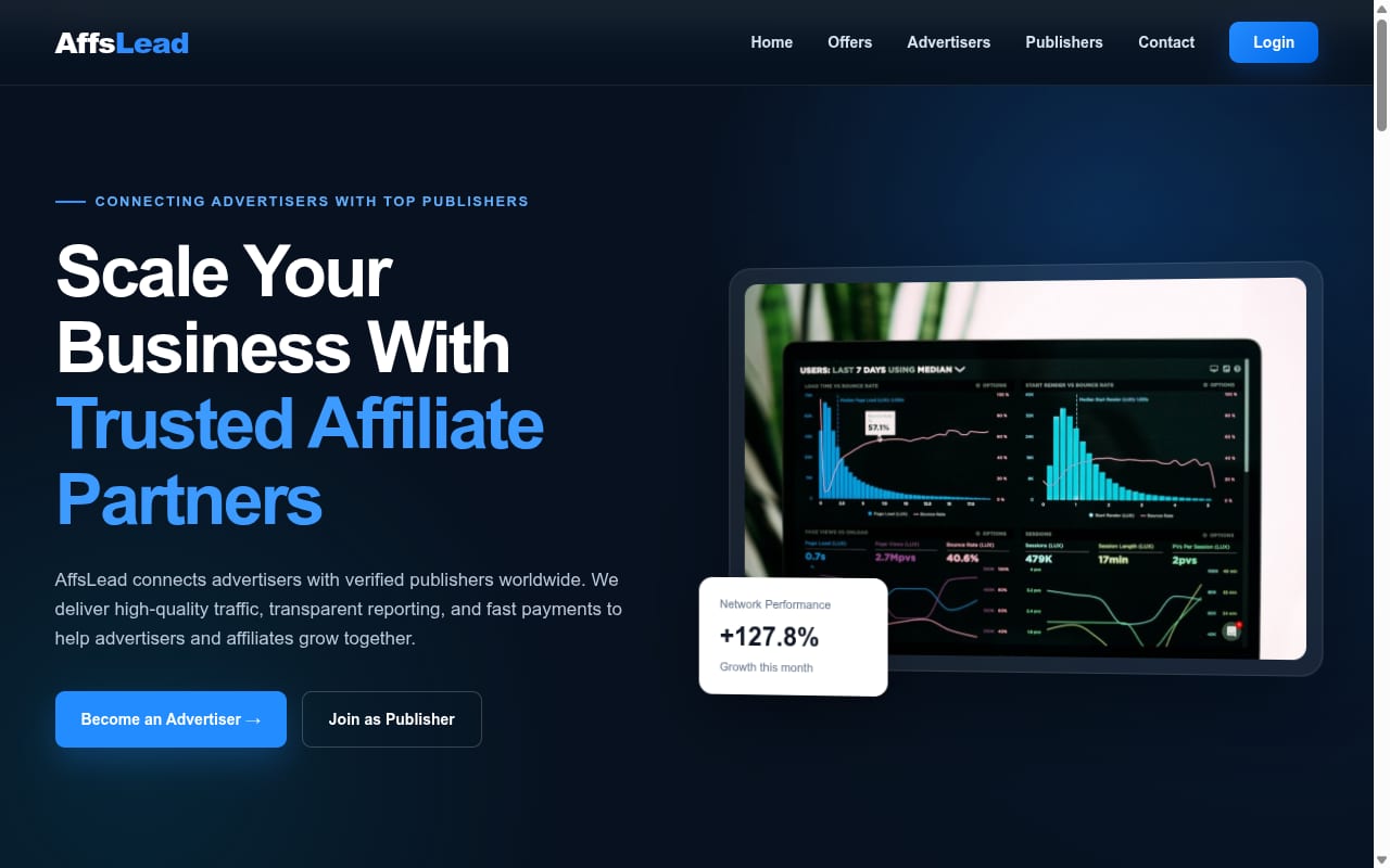 Affslead website screenshot