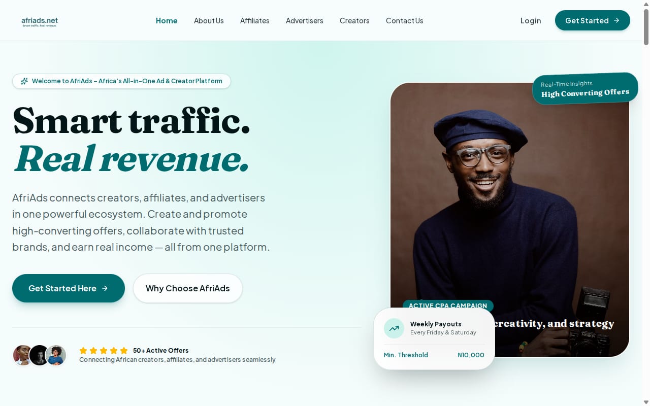 AfriAds website screenshot