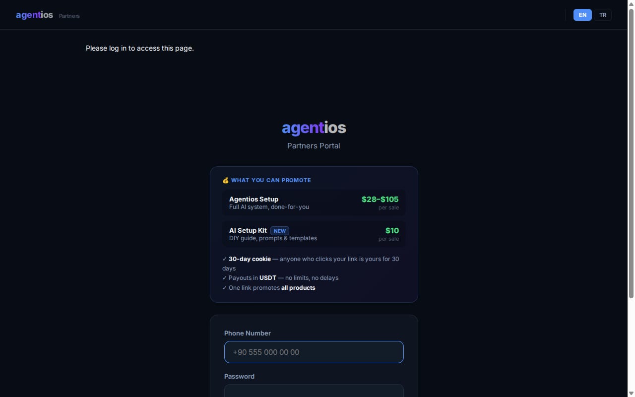 Agentios AI Partner Program 網站截圖