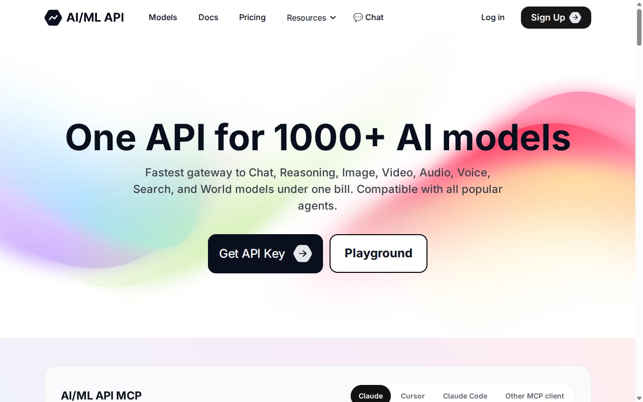 AI/ML API Affiliate Program website screenshot