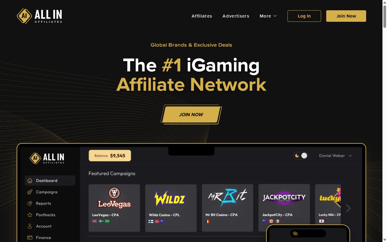 All In Affiliates 網站截圖