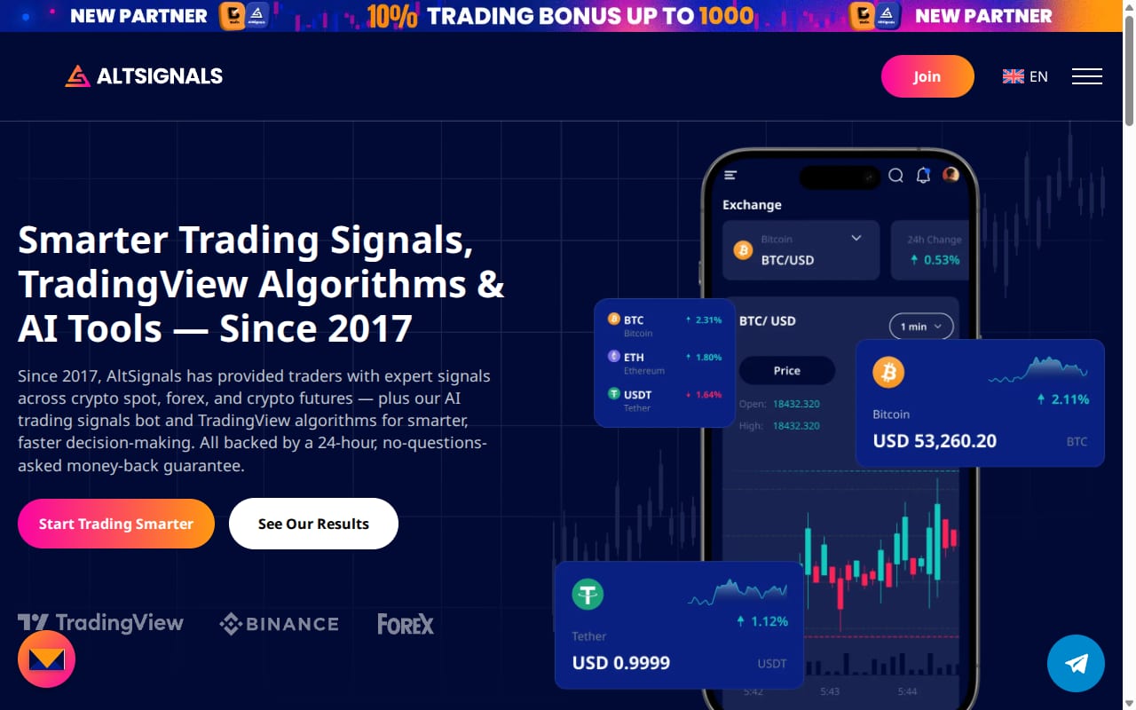 AltSignals Affiliate Program 網站截圖