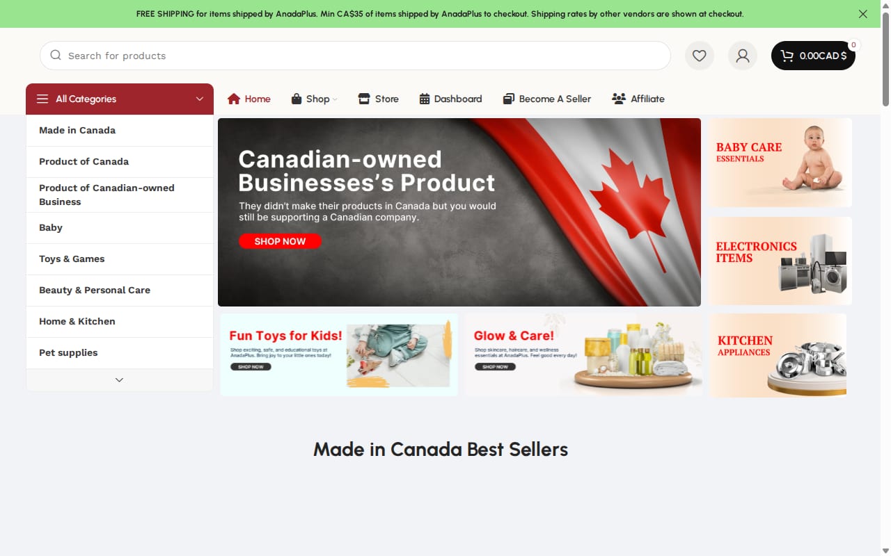 AnadaPlus Affiliate Program website screenshot