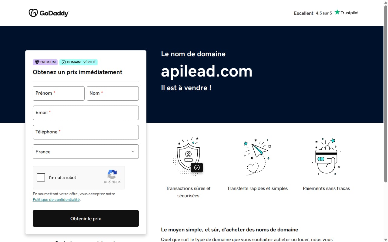 Apilead website screenshot