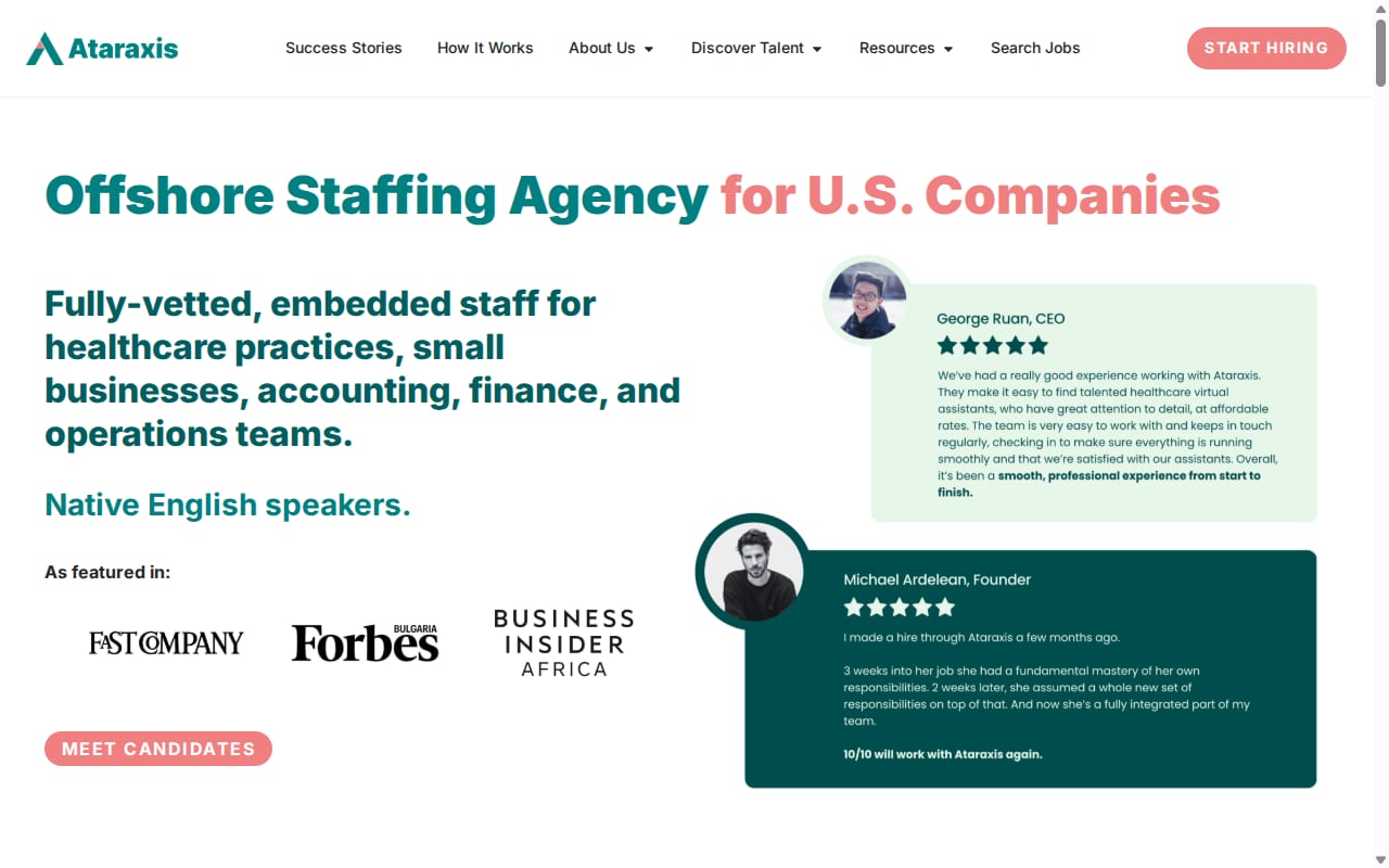 Ataraxis Affiliate Program website screenshot