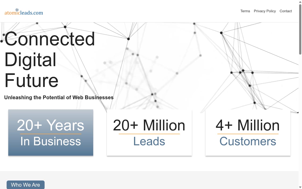 AtomicLeads website screenshot