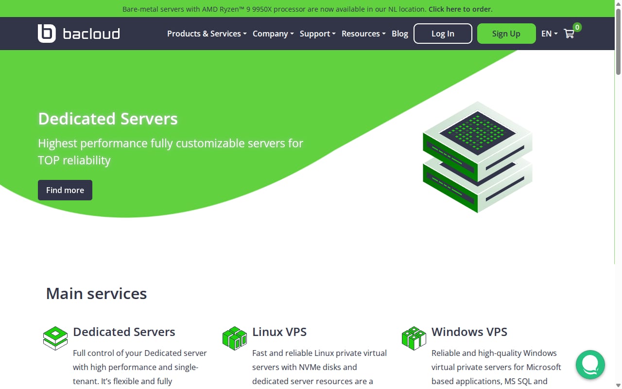 Bacloud Affiliate Program website screenshot