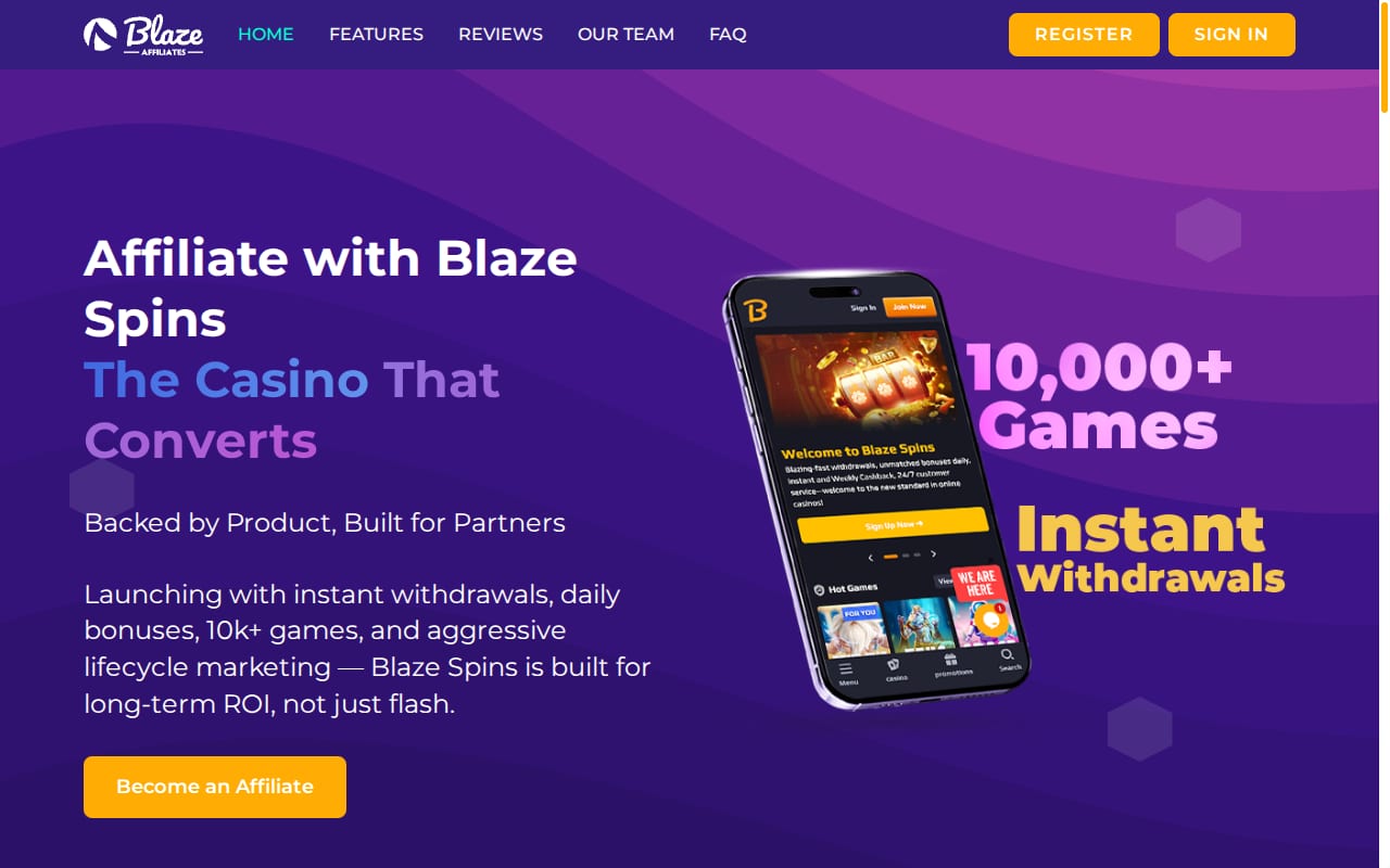 Blaze Affiliates website screenshot