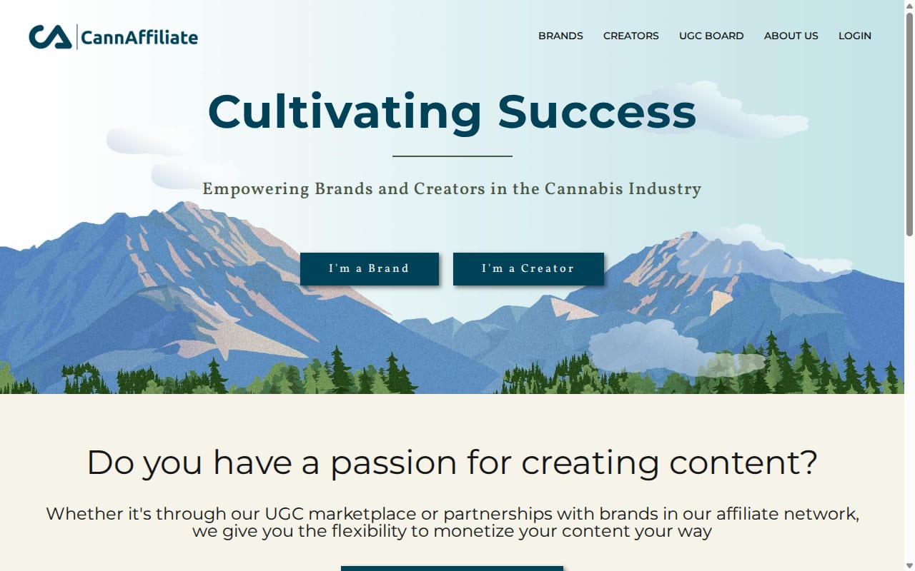 CannAffiliate website screenshot