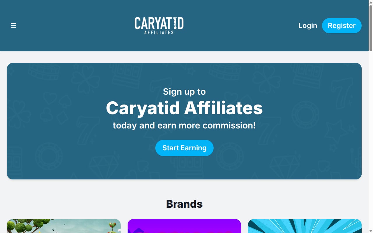 Caryatid Affiliates website screenshot