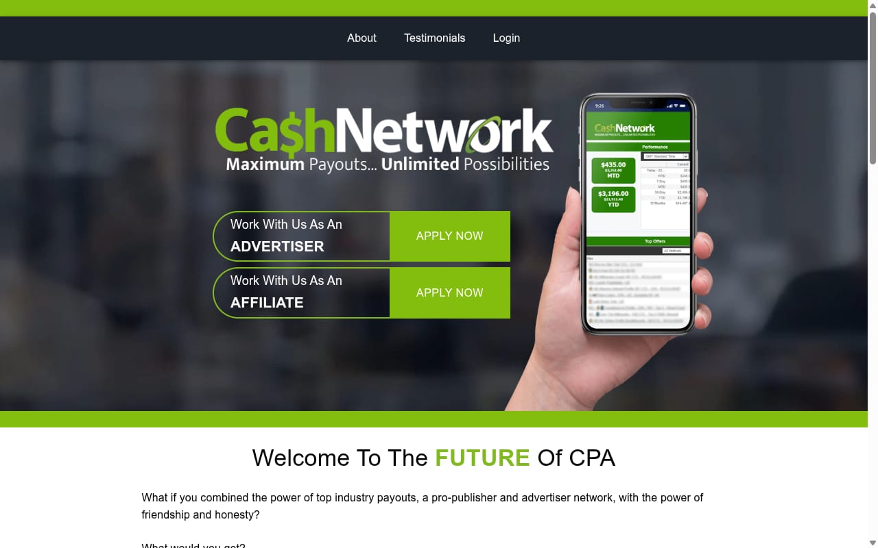 Cash Network website screenshot