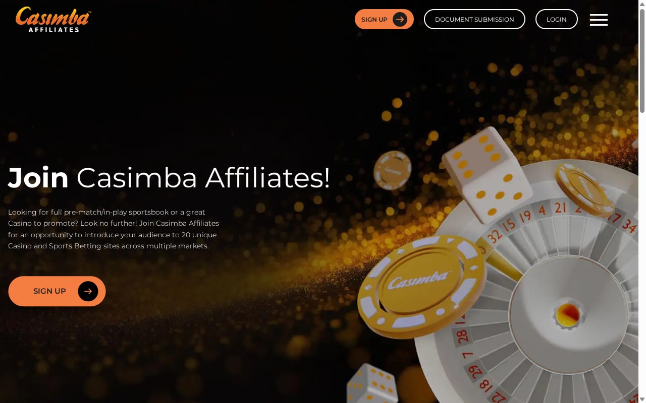 Casimba Affiliates website screenshot