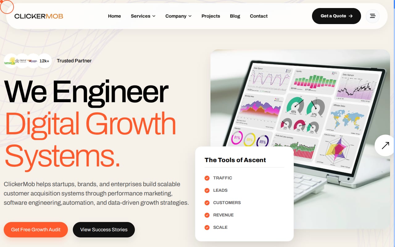 ClickerMob website screenshot