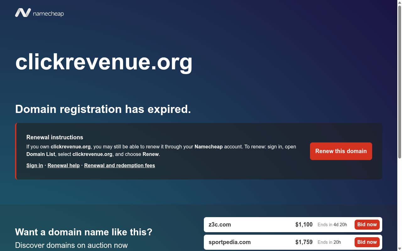 ClickRevenue.org website screenshot