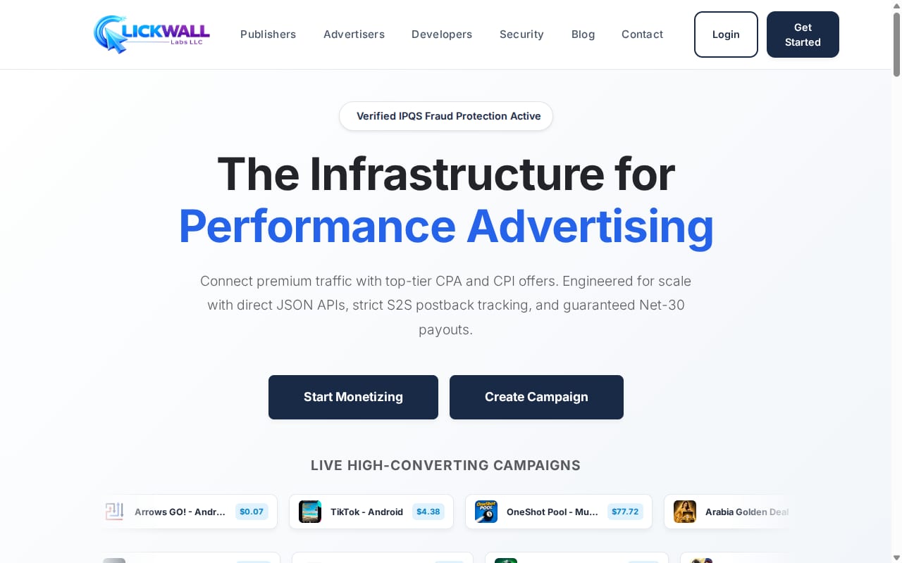 Clickwall 網站截圖