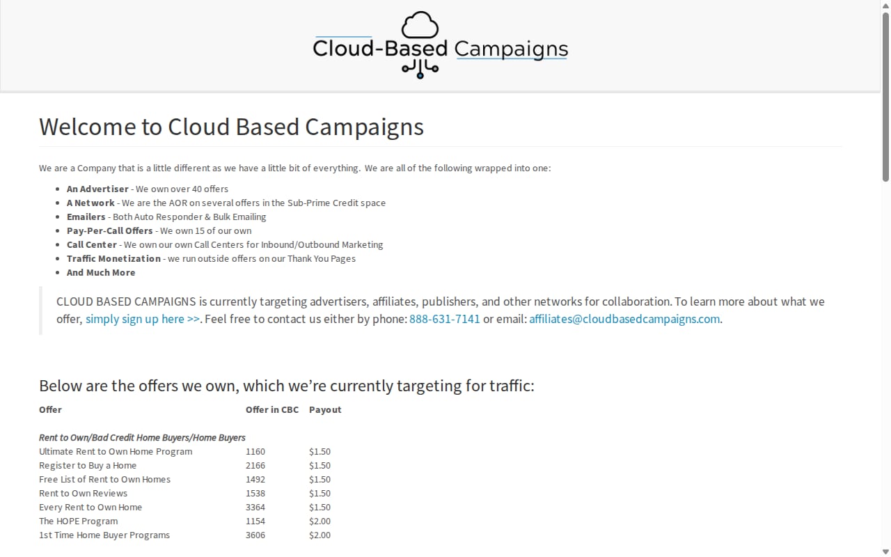 Cloud Based Campaigns 網站截圖