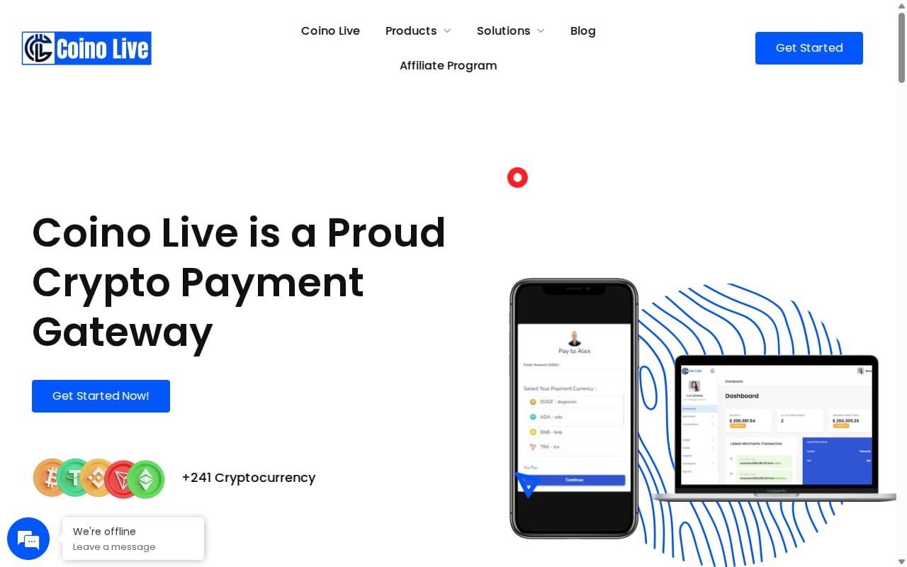 Coino Live Affiliate Program 網站截圖