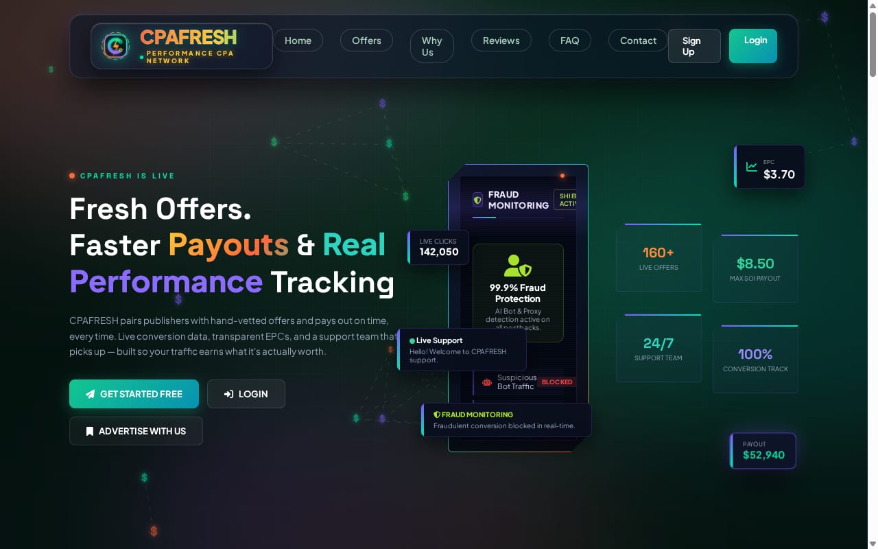 CpaFresh website screenshot