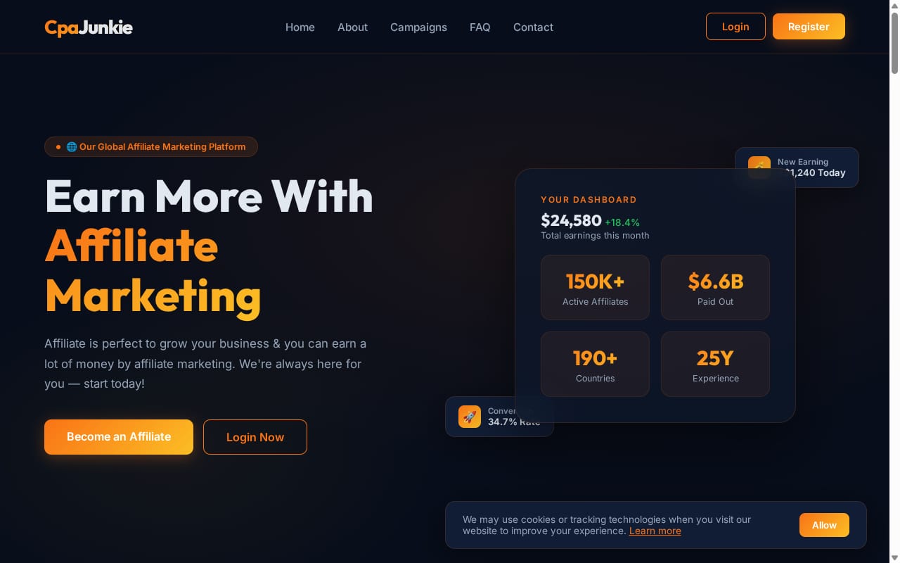 CPA Junkie website screenshot