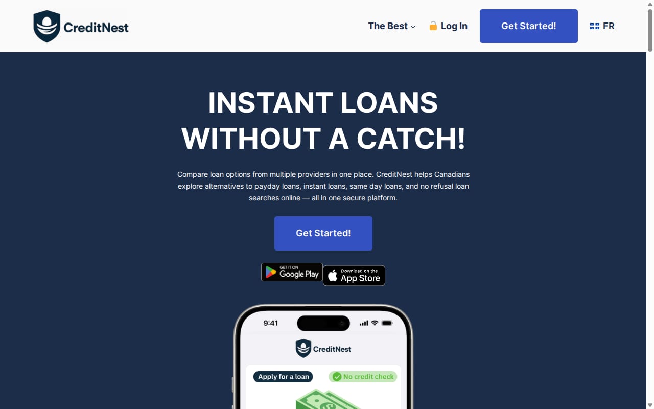 CreditNest Affiliate Program website screenshot
