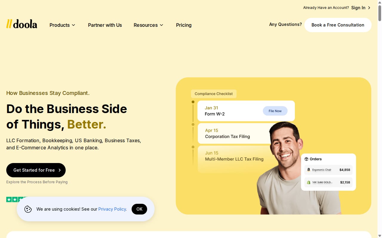 doola Affiliate Program website screenshot