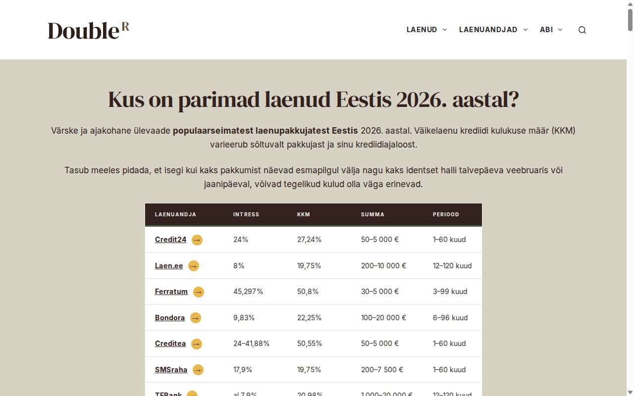 DoubleResults website screenshot