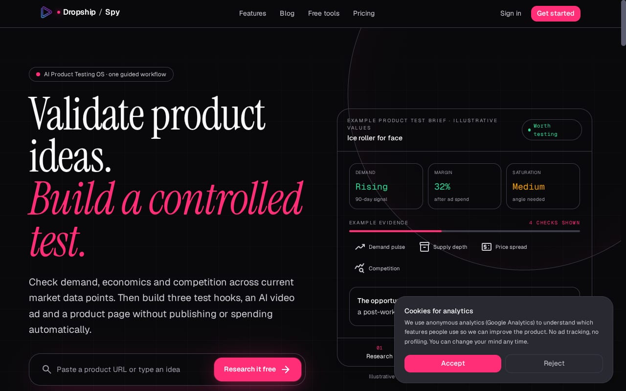 Dropship Spy Affiliate Program 網站截圖